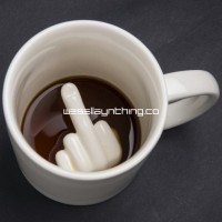 3D Middle Finger White Ceramic Mug