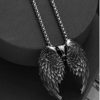 ANGEL WINGS CRUCIFIX CROSS STAINLESS STEEL NECKLACE