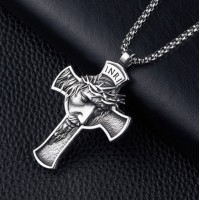 ANGEL WINGS CRUCIFIX CROSS STAINLESS STEEL NECKLACE