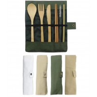 BAMBOO WOODEN CUTLERY SET WITH STRAW 7-PIECE