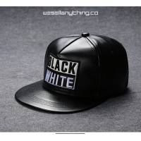 BLACK WHITE ON BLACK SNAPBACK CAP 