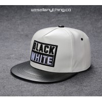 BLACK WHITE ON WHITE SNAPBACK CAP 