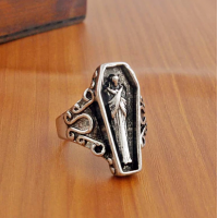 COFFIN BURIAL STAINLESS STEEL RING
