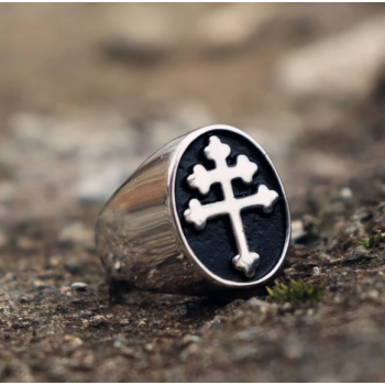 CROSS OF LORRAINE STAINLESS STEEL RING - by www.wesellanything.co