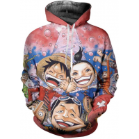 ONE PIECE ANIME FUNNY FACES - 3D STREET WEAR HOODIE