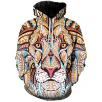 PSYCHEDELIC TRIPPY TRIBAL LION 3D HOODIE