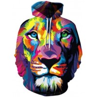 RAINBOW LION FACE - 3D STREET WEAR HOODIE