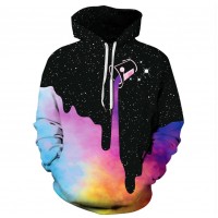 SPACE GALAXY RAINBOW PAINT PULLOVER HOODIE