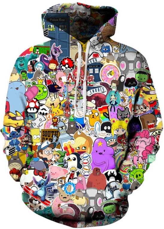 CRAZY CARTOON CHARACTERS 3D HOODIE - by 