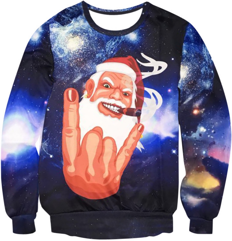 Heavy Metal Santa Long Sleeve 3d Street Wear Sweater By Www Wesellanything Co
