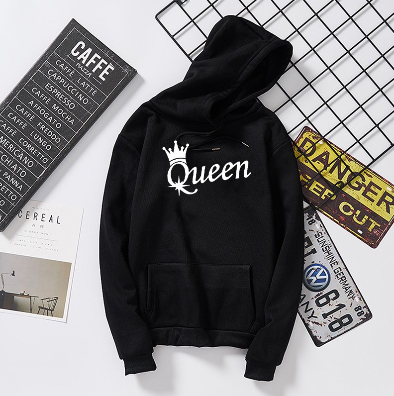 KING QUEEN CUTE COUPLE HOODIE - by www.wesellanything.co