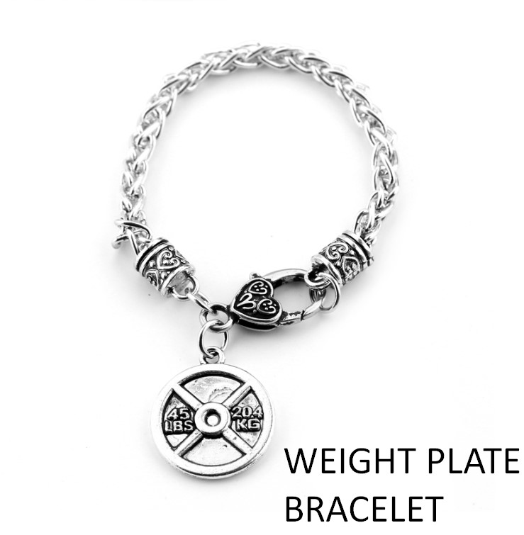 LIVE FIT ™  WEIGHT PLATE CHARM BEADED WRIST BRACELET GYM FITNESS MOTIVATION 